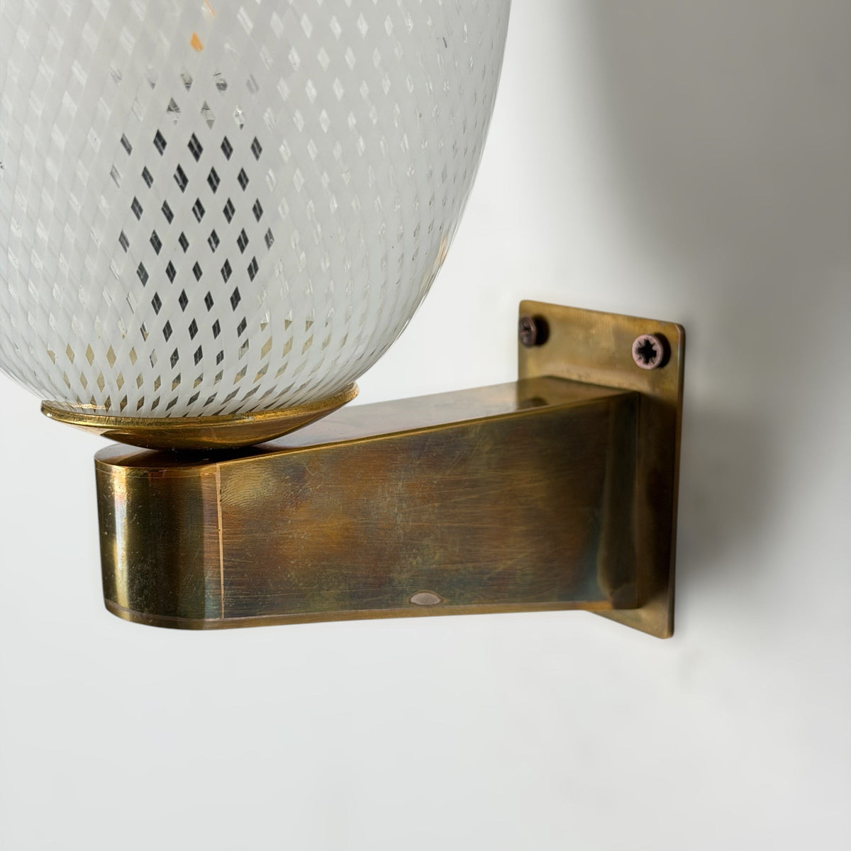 Rare Pair of Carlo Scarpa Reticello Murano Glass Sconces for Venini, 1940s Sconces
