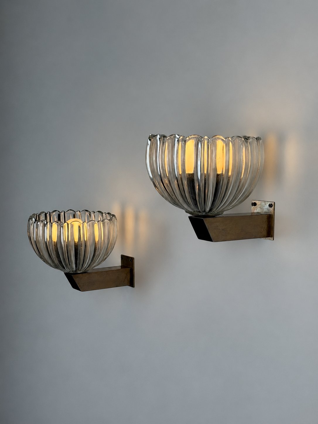 Rare Pair of "Corolla" Sconces by Archimede Seguso for Seguso Vetri d'Arte, 1930s Sconces