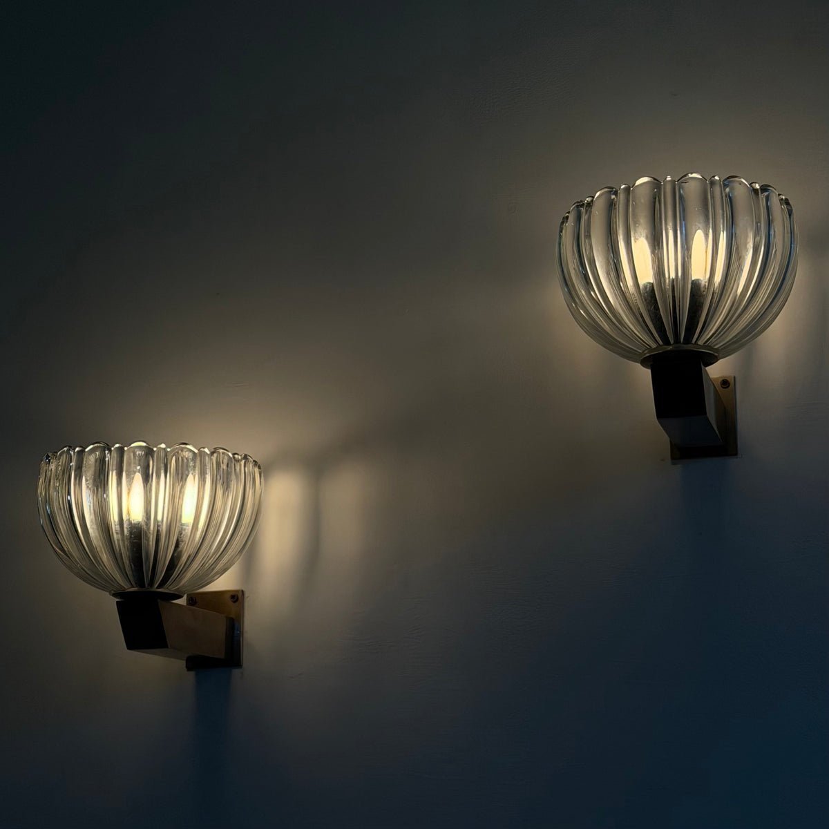 Rare Pair of "Corolla" Sconces by Archimede Seguso for Seguso Vetri d'Arte, 1930s Sconces