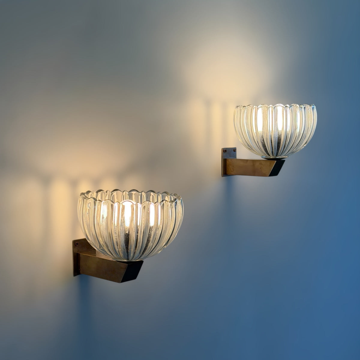 Rare Pair of "Corolla" Sconces by Archimede Seguso for Seguso Vetri d'Arte, 1930s Sconces