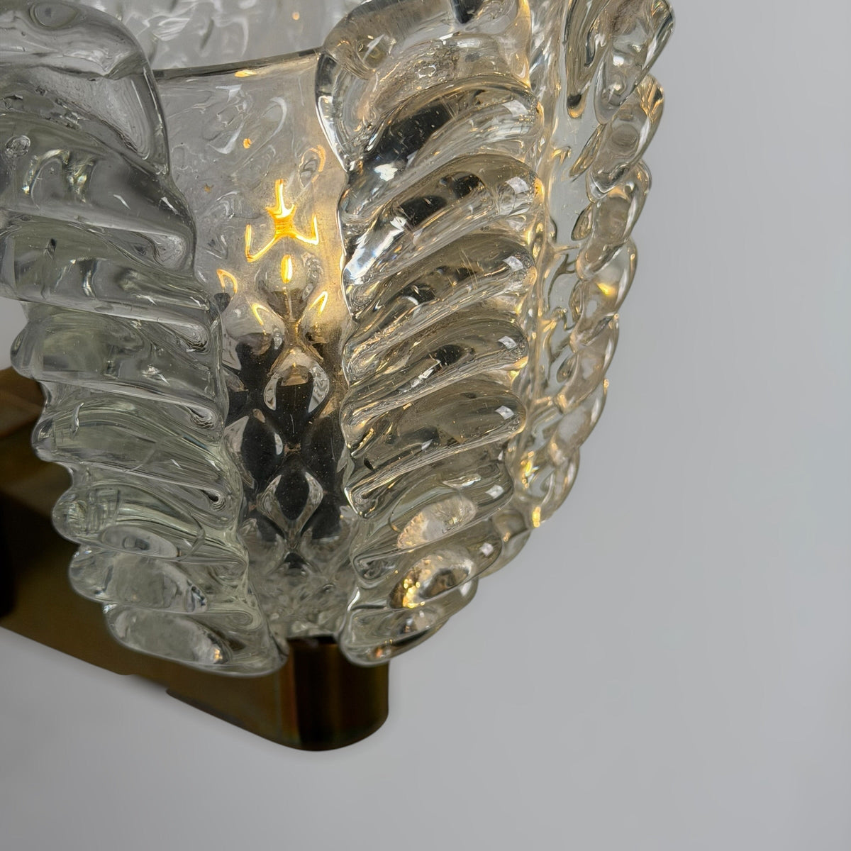 Rare Pair of Ercole Barovier "Spade" Murano Glass Sconces, 1930s Sconces