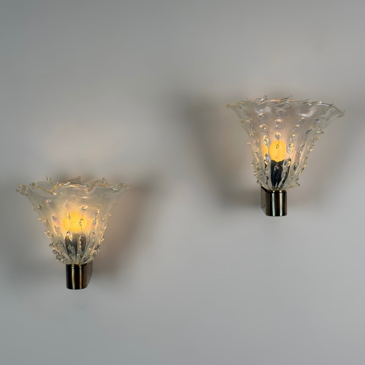 Rare Pair of "Medusa" Murano Glass Wall Sconces by Ercole Barovier, 1940s Sconces
