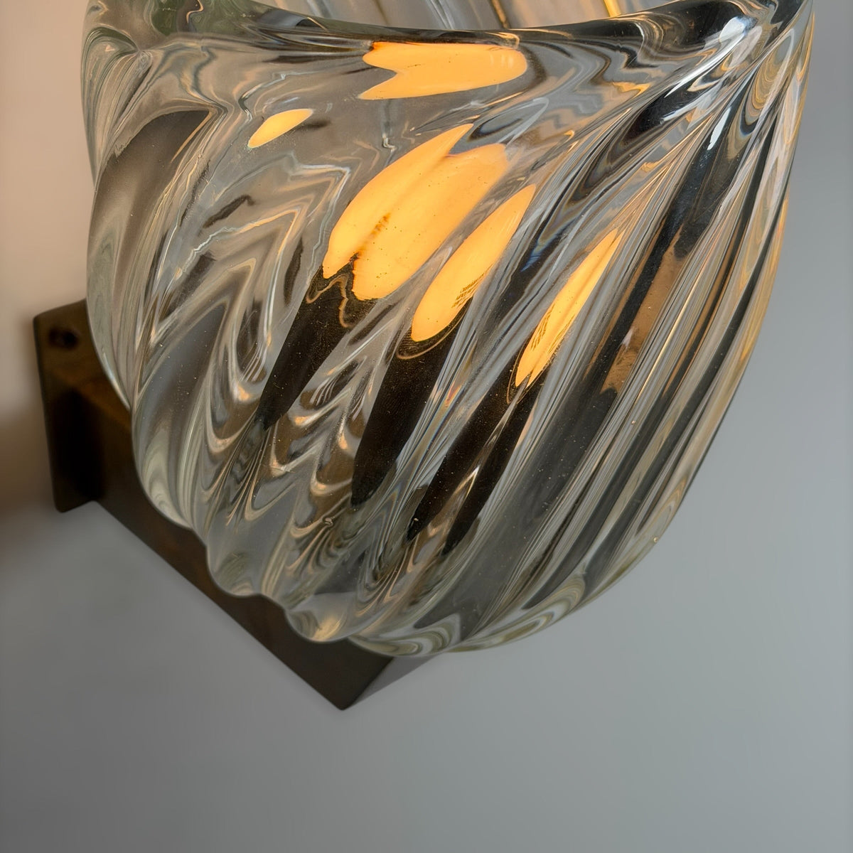 Rare Pair of "Mezzo Diamante" Murano Glass Wall Sconces by Carlo Scarpa for Venini, 1940s Sconces