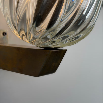 Rare Pair of "Mezzo Diamante" Murano Glass Wall Sconces by Carlo Scarpa for Venini, 1940s Sconces