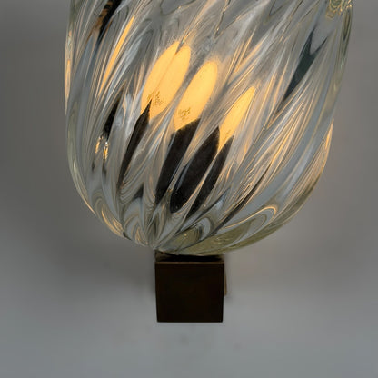 Rare Pair of "Mezzo Diamante" Murano Glass Wall Sconces by Carlo Scarpa for Venini, 1940s Sconces