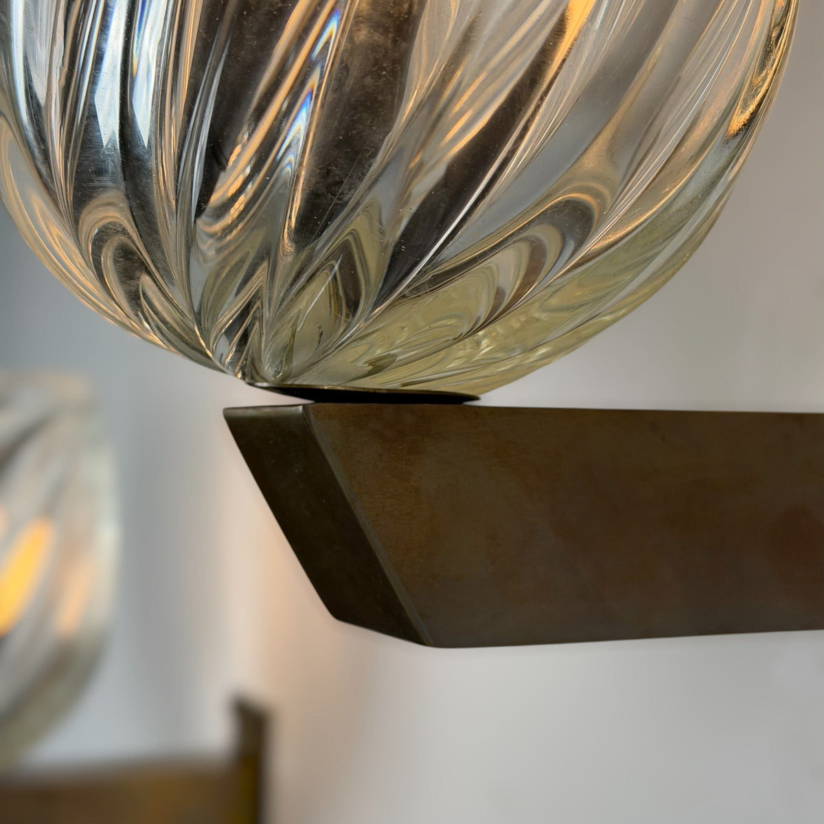 Rare Pair of "Mezzo Diamante" Murano Glass Wall Sconces by Carlo Scarpa for Venini, 1940s Sconces