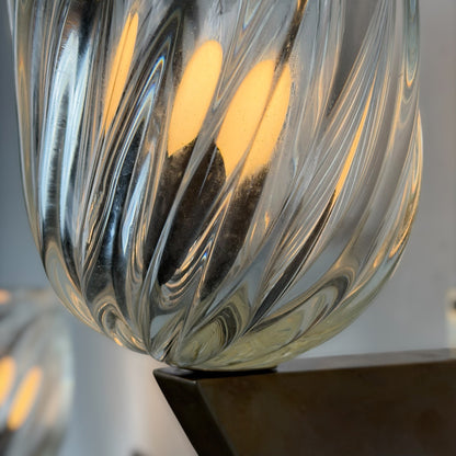 Rare Pair of "Mezzo Diamante" Murano Glass Wall Sconces by Carlo Scarpa for Venini, 1940s Sconces