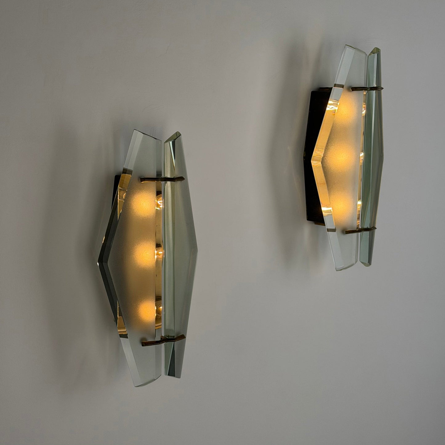 Rare Pair of Model 1937 Wall Lights by Max Ingrand for Fontana Arte, Italy, 1958 Sconces
