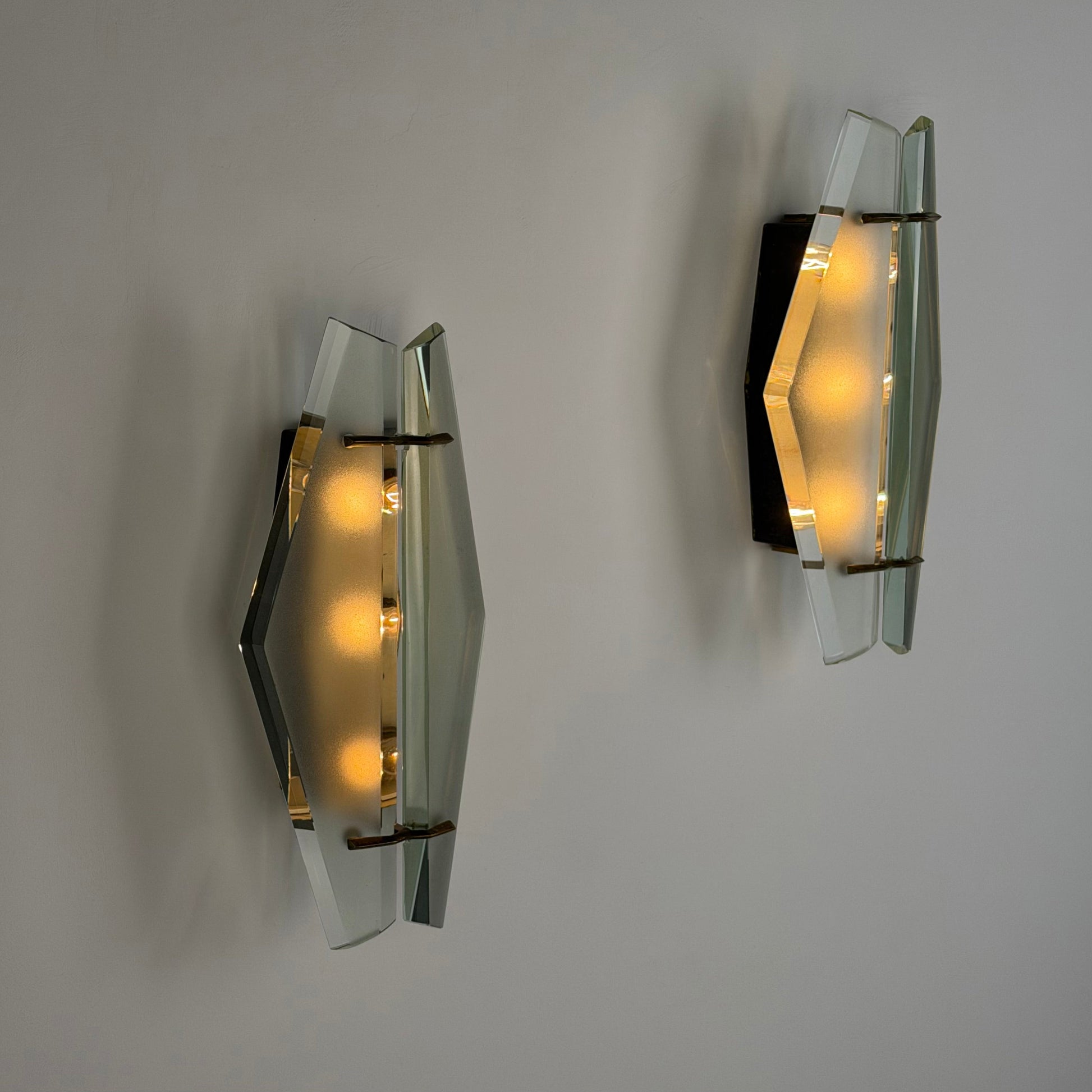 Rare Pair of Model 1937 Wall Lights by Max Ingrand for Fontana Arte, Italy, 1958 Sconces