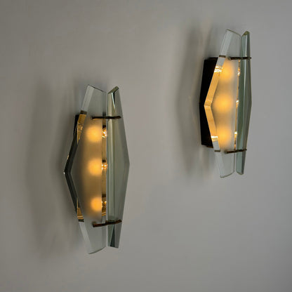 Rare Pair of Model 1937 Wall Lights by Max Ingrand for Fontana Arte, Italy, 1958 Sconces