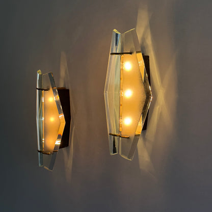Rare Pair of Model 1937 Wall Lights by Max Ingrand for Fontana Arte, Italy, 1958 Sconces