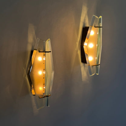 Rare Pair of Model 1937 Wall Lights by Max Ingrand for Fontana Arte, Italy, 1958 Sconces