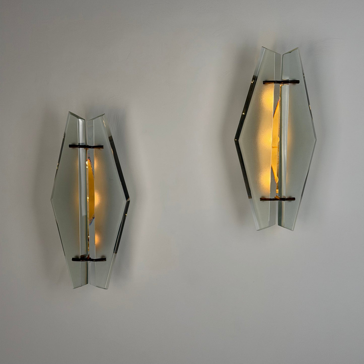 Rare Pair of Model 1937 Wall Lights by Max Ingrand for Fontana Arte, Italy, 1958 Sconces