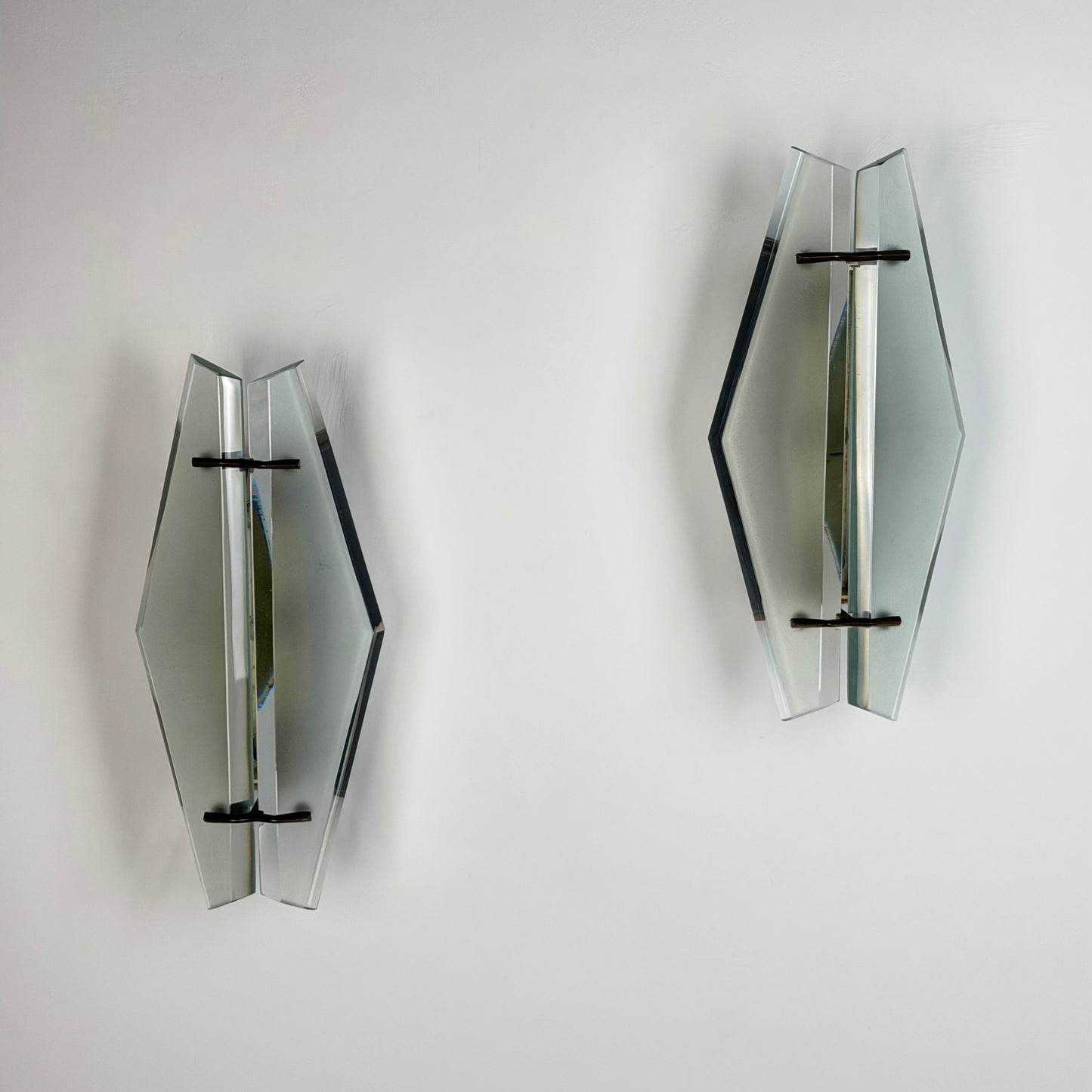Rare Pair of Model 1937 Wall Lights by Max Ingrand for Fontana Arte, Italy, 1958 Sconces