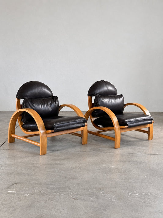 Rare Pair of Sculptural Lounge Chairs by Adalberto Dal Lago for Germa, Italy, 1974 Chairs
