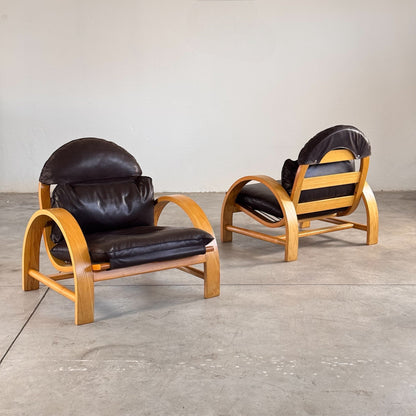 Rare Pair of Sculptural Lounge Chairs by Adalberto Dal Lago for Germa, Italy, 1974 Chairs