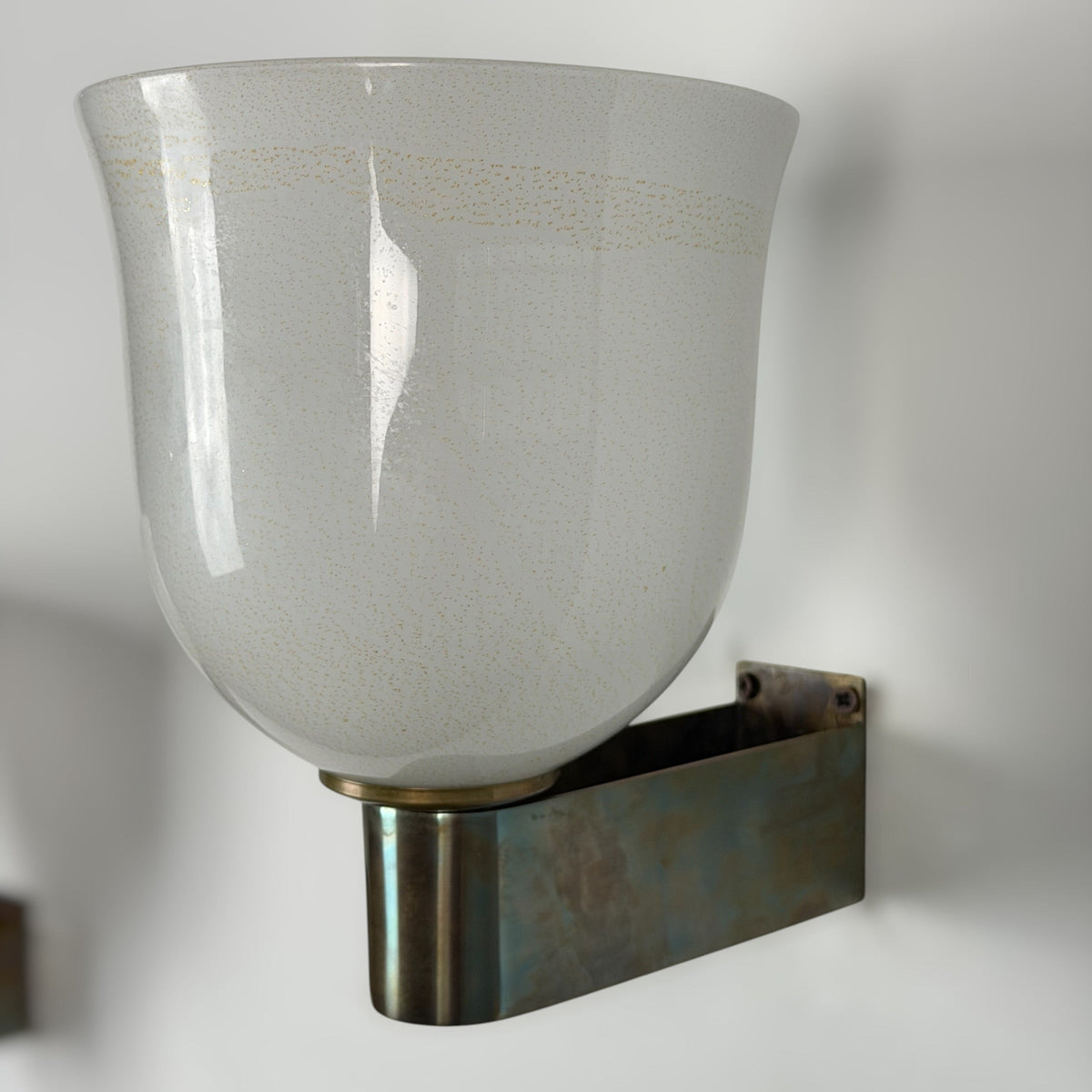 Rare Pair of Tomaso Buzzi "Tulip-Shaped Lattimo Incamiciato" Sconces for Venini, 1930s Sconces