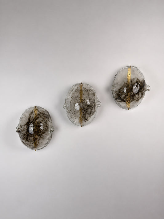 Rare Set of Three Toni Zuccheri Large Murano Glass Sconces for La Murrina, 1970s Sconces