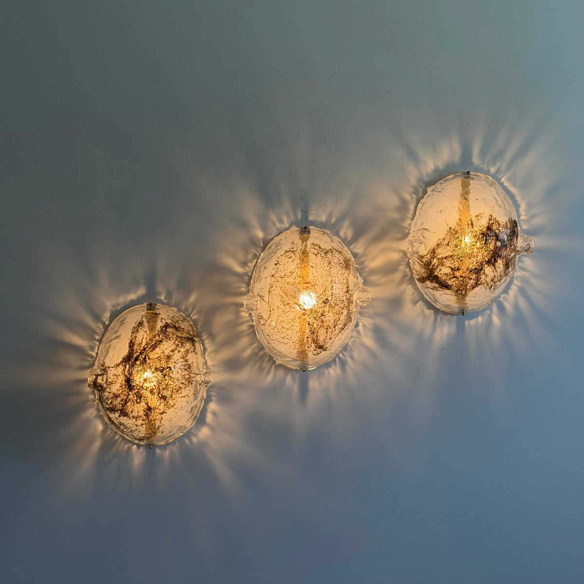 Rare Set of Three Toni Zuccheri Large Murano Glass Sconces for La Murrina, 1970s Sconces