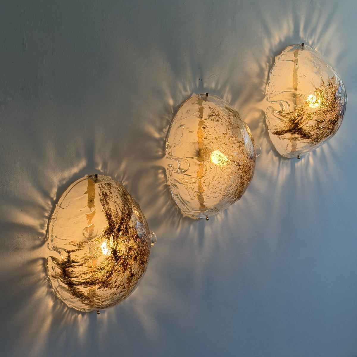Rare Set of Three Toni Zuccheri Large Murano Glass Sconces for La Murrina, 1970s Sconces