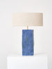 Rectangular Ceramic Lamp in Brushed Blue with Green Table Lamps
