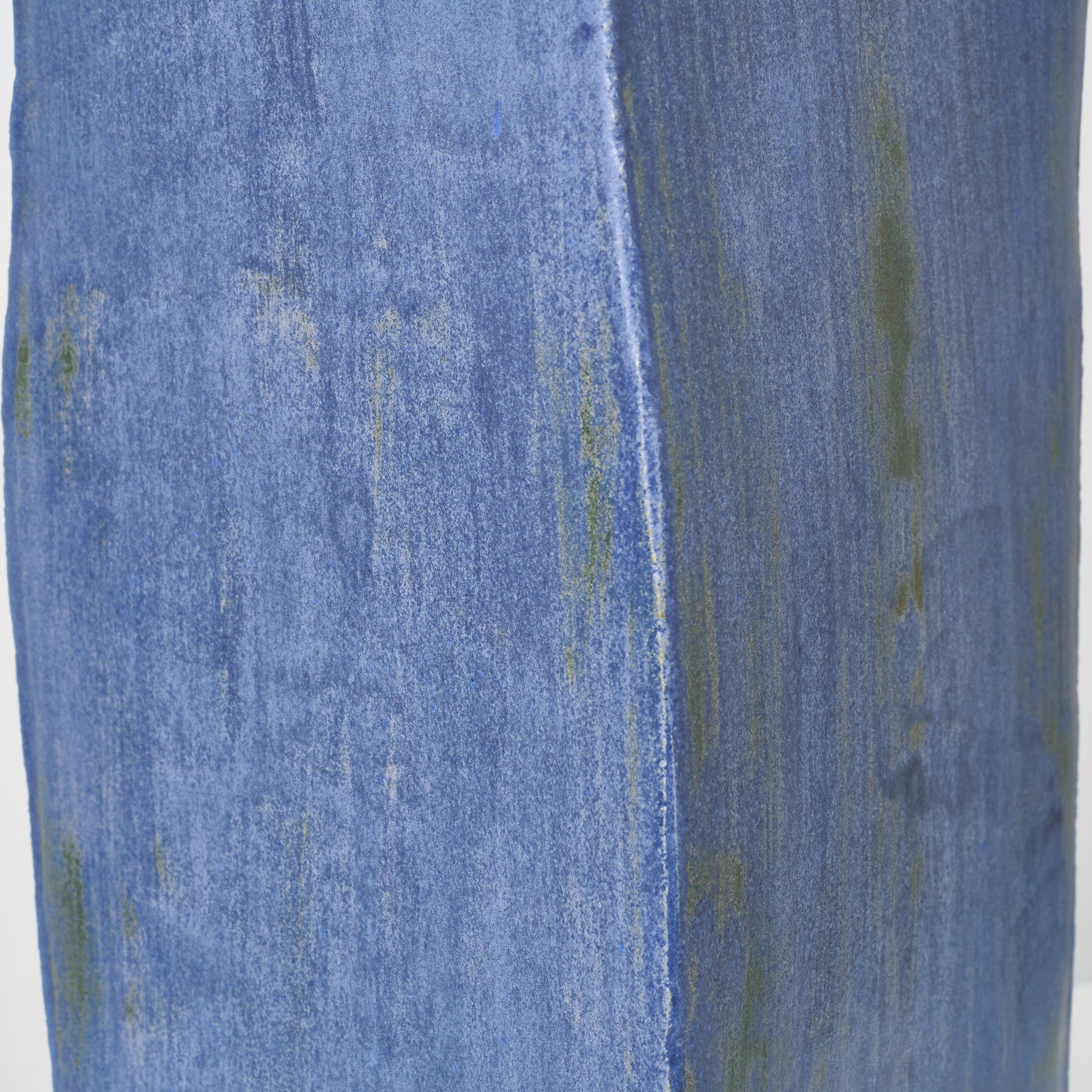 Rectangular Ceramic Lamp in Brushed Blue with Green Table Lamps