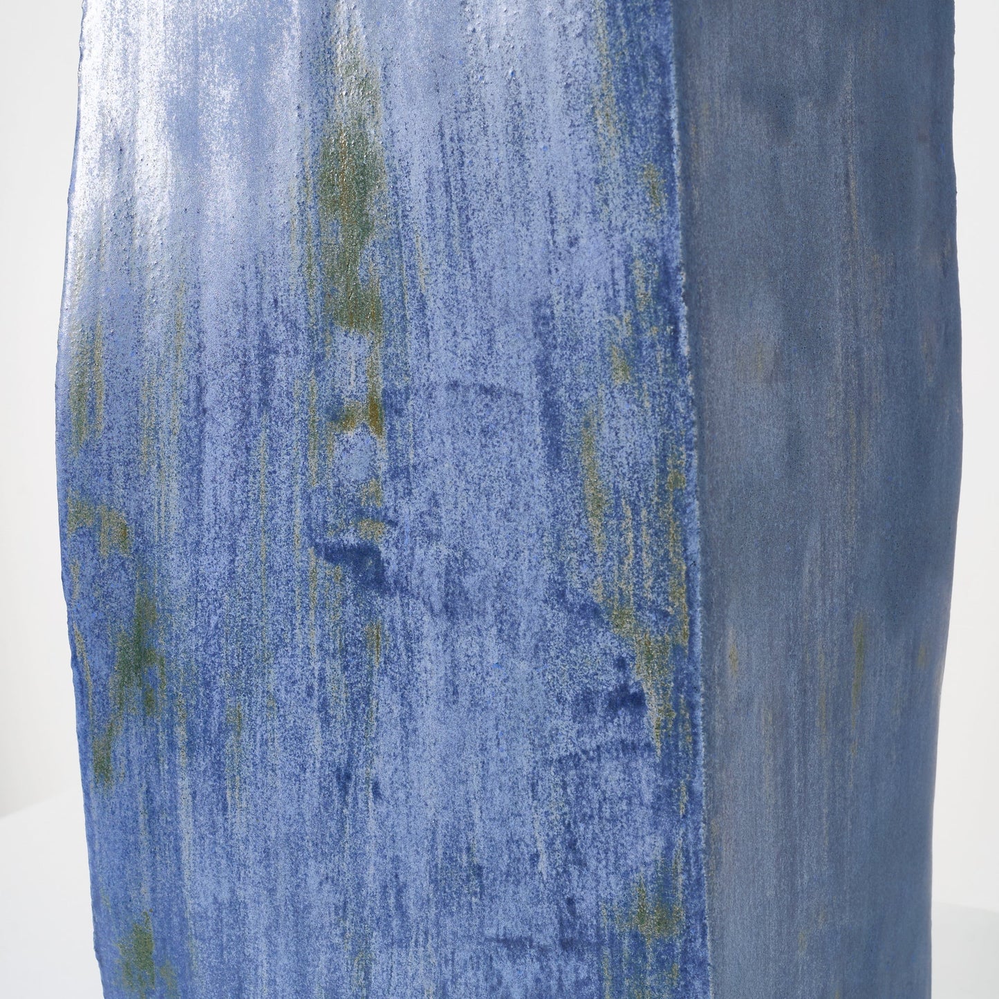 Rectangular Ceramic Lamp in Brushed Blue with Green Table Lamps