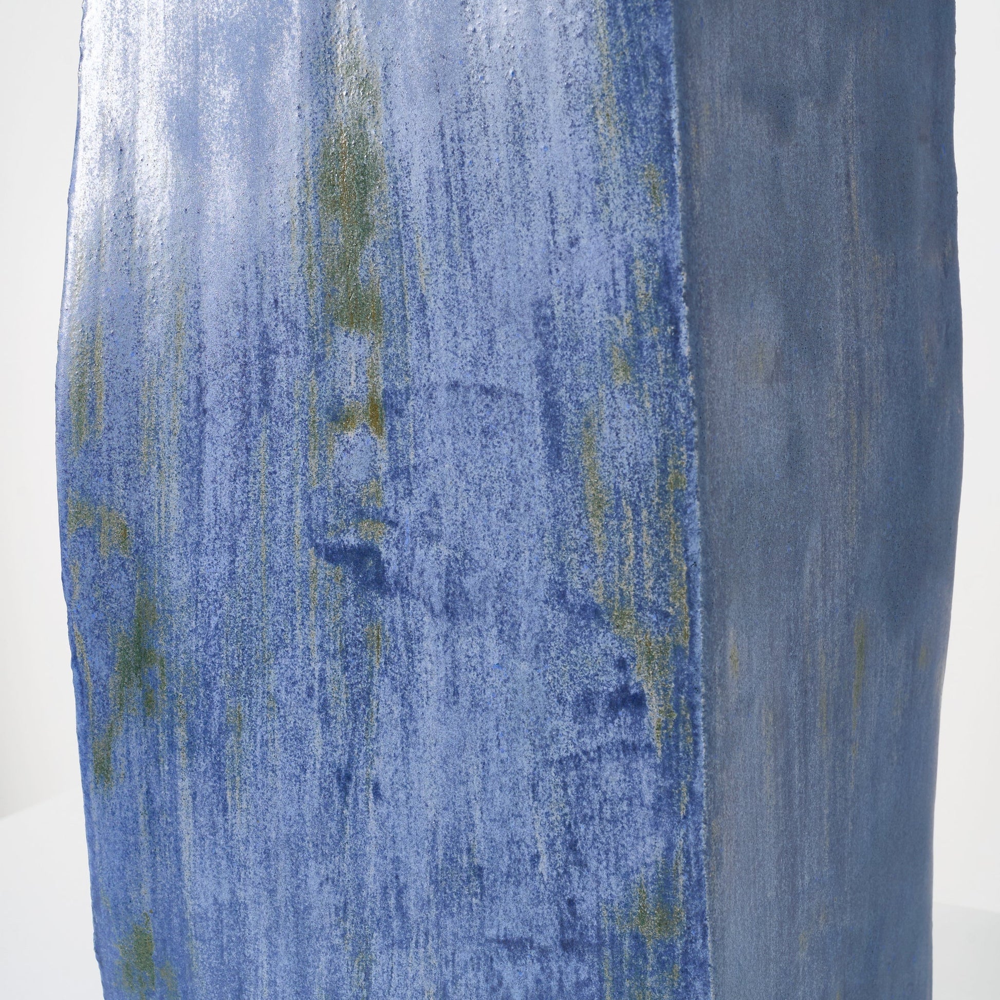 Rectangular Ceramic Lamp in Brushed Blue with Green Table Lamps