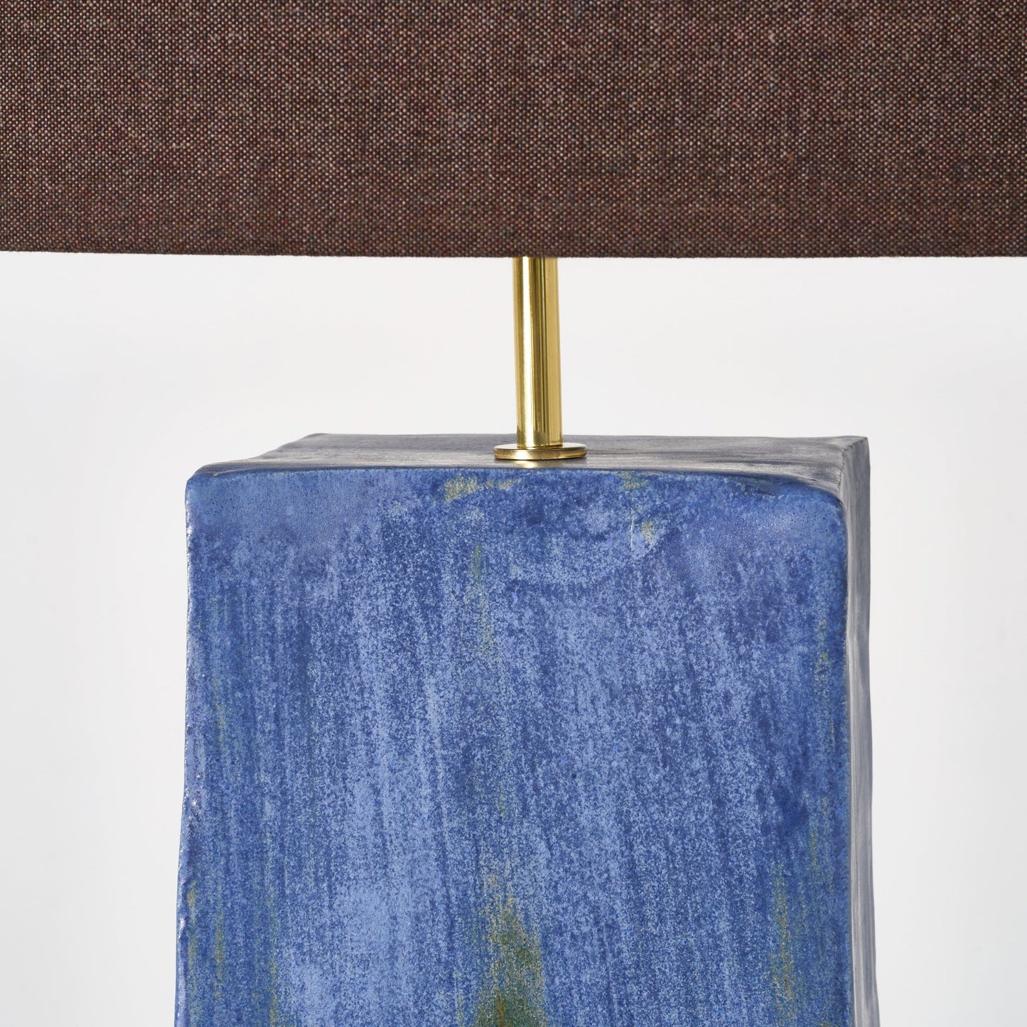 Rectangular Ceramic Lamp in Brushed Blue with Green Table Lamps