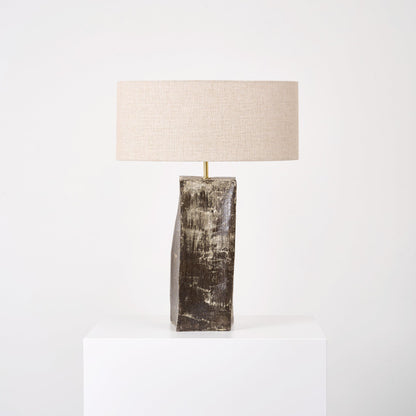 Rectangular Ceramic Lamp in Cracked Brown Table Lamps