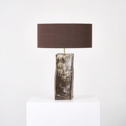 Rectangular Ceramic Lamp in Cracked Brown Table Lamps