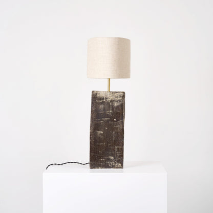 Rectangular Ceramic Lamp in Cracked Brown Table Lamps