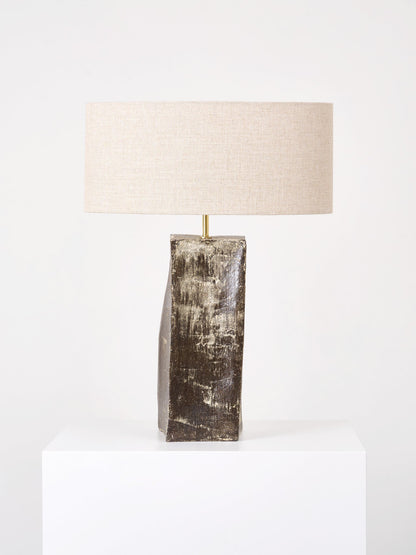 Rectangular Ceramic Lamp in Cracked Brown Table Lamps