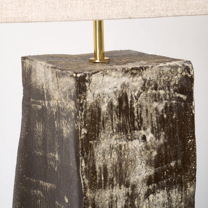 Rectangular Ceramic Lamp in Cracked Brown Table Lamps