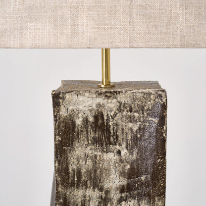 Rectangular Ceramic Lamp in Cracked Brown Table Lamps