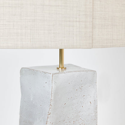 Rectangular Ceramic Lamp in White on Brown Clay Table Lamps