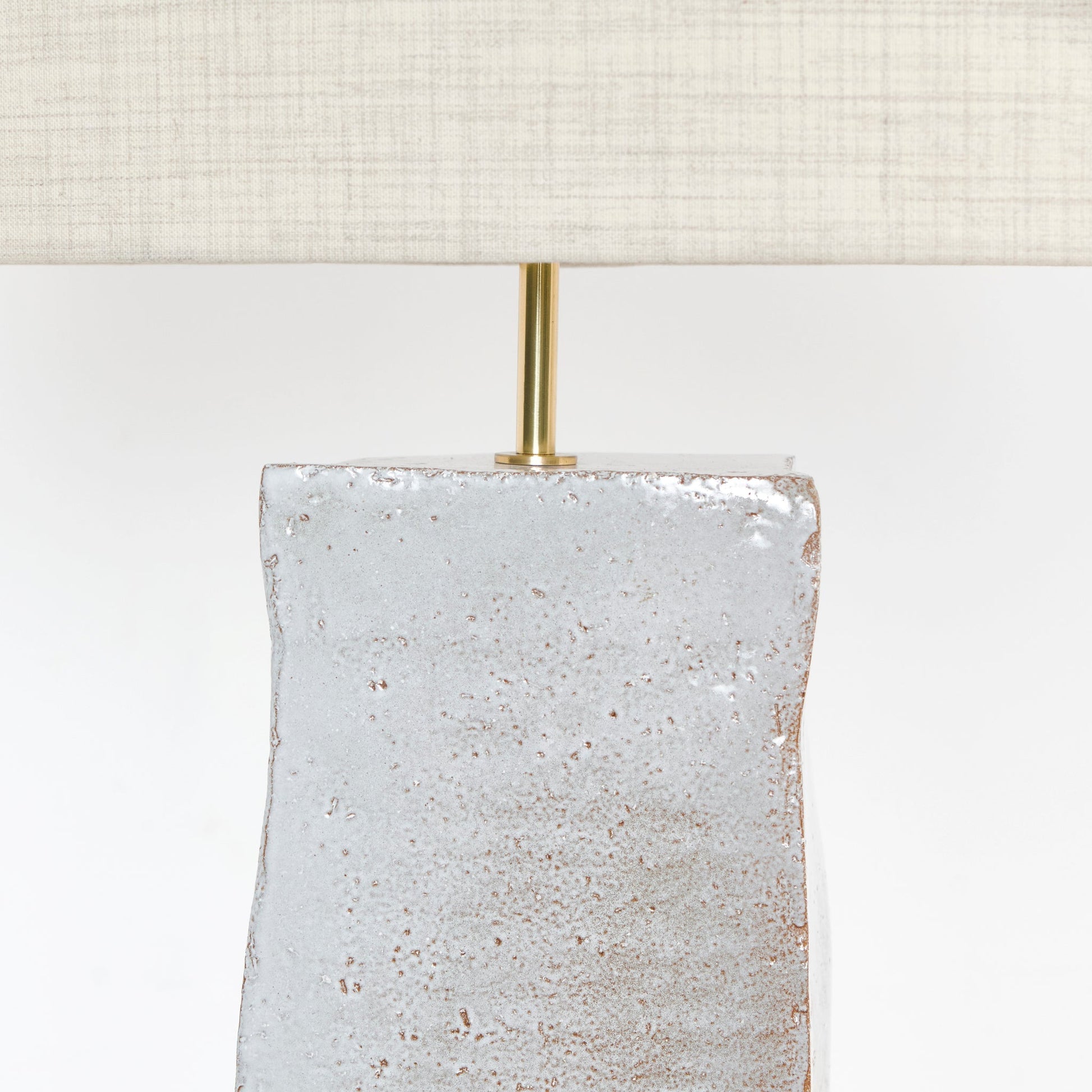 Rectangular Ceramic Lamp in White on Brown Clay Table Lamps