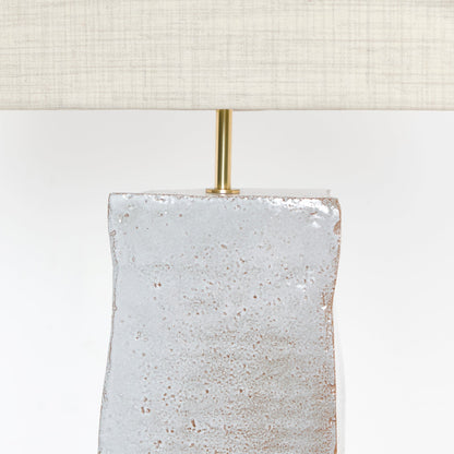 Rectangular Ceramic Lamp in White on Brown Clay Table Lamps