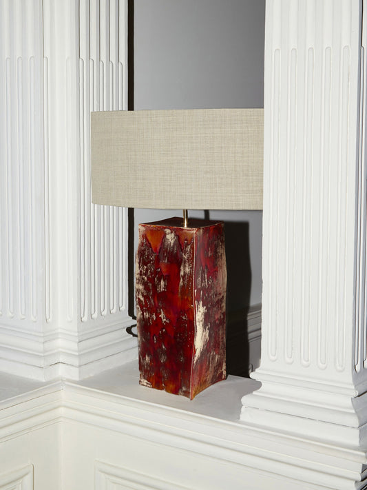 Rectangular Ceramic Lamp in Burnt Red Table Lamps