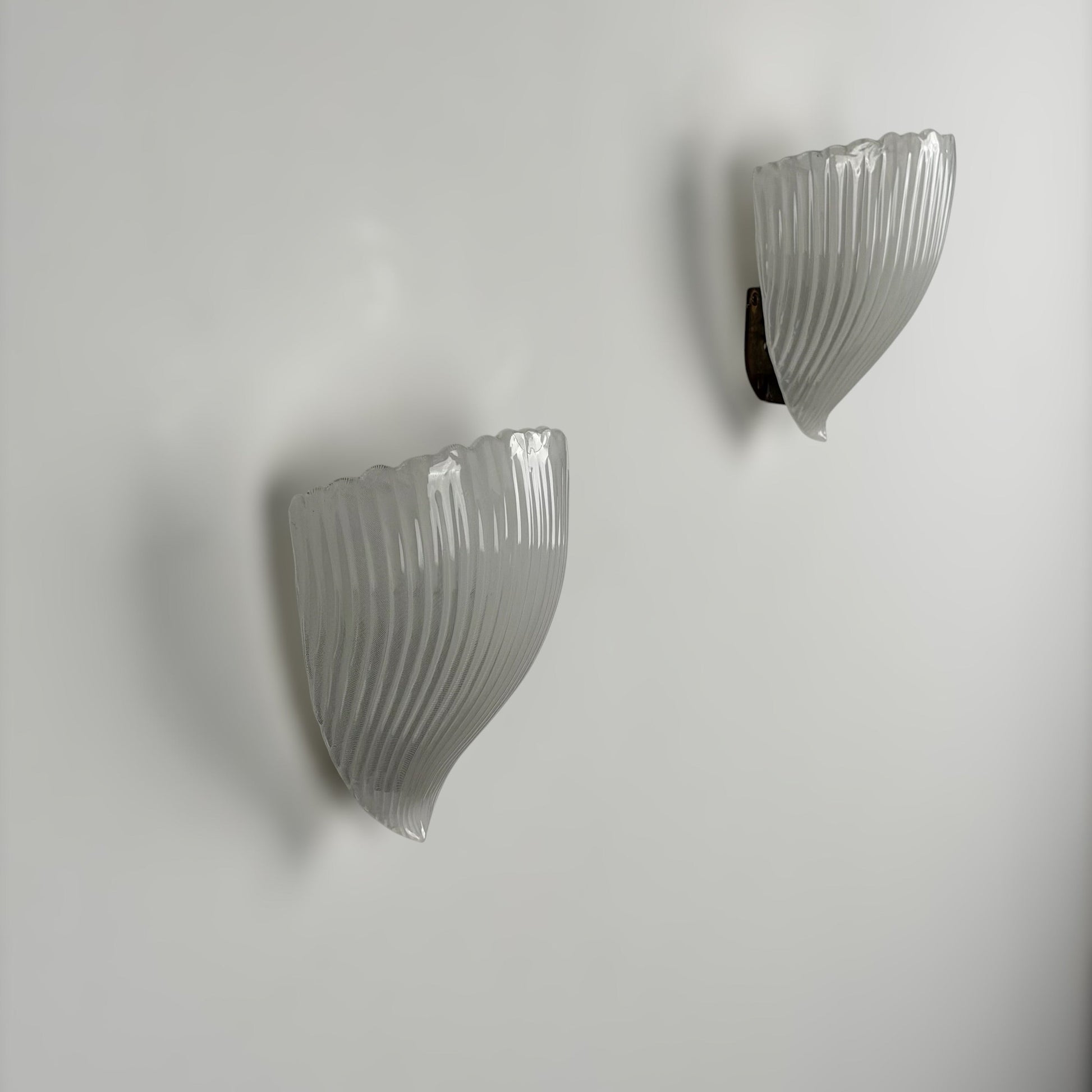 Pair of Model 5777 "Reticello" Wall Sconces by Carlo Scarpa for Venini, 1930s Sconces