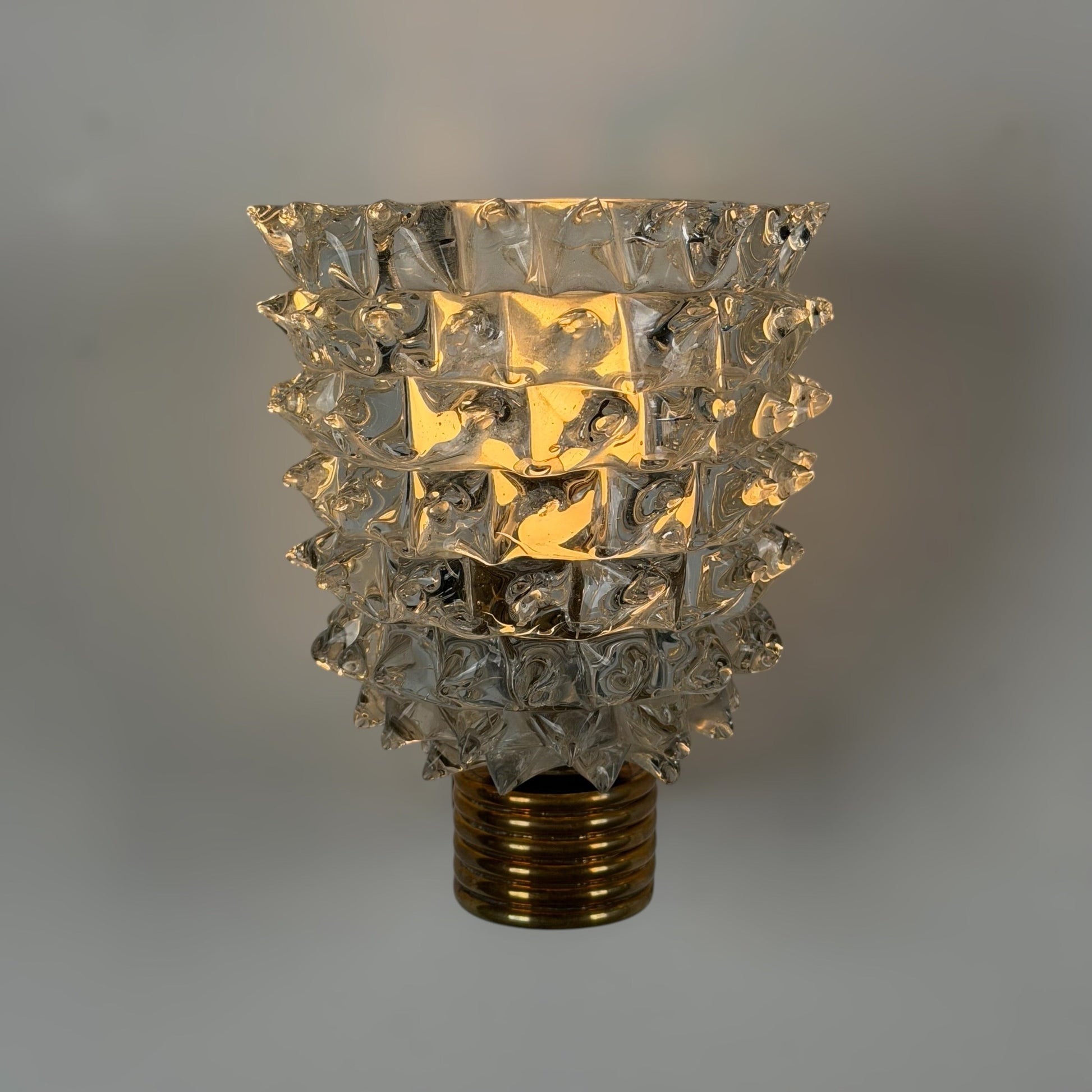 Pair of "Rostrato" Murano Glass Wall Sconces by Ercole Barovier for Barovier & Toso, 1940s Sconces