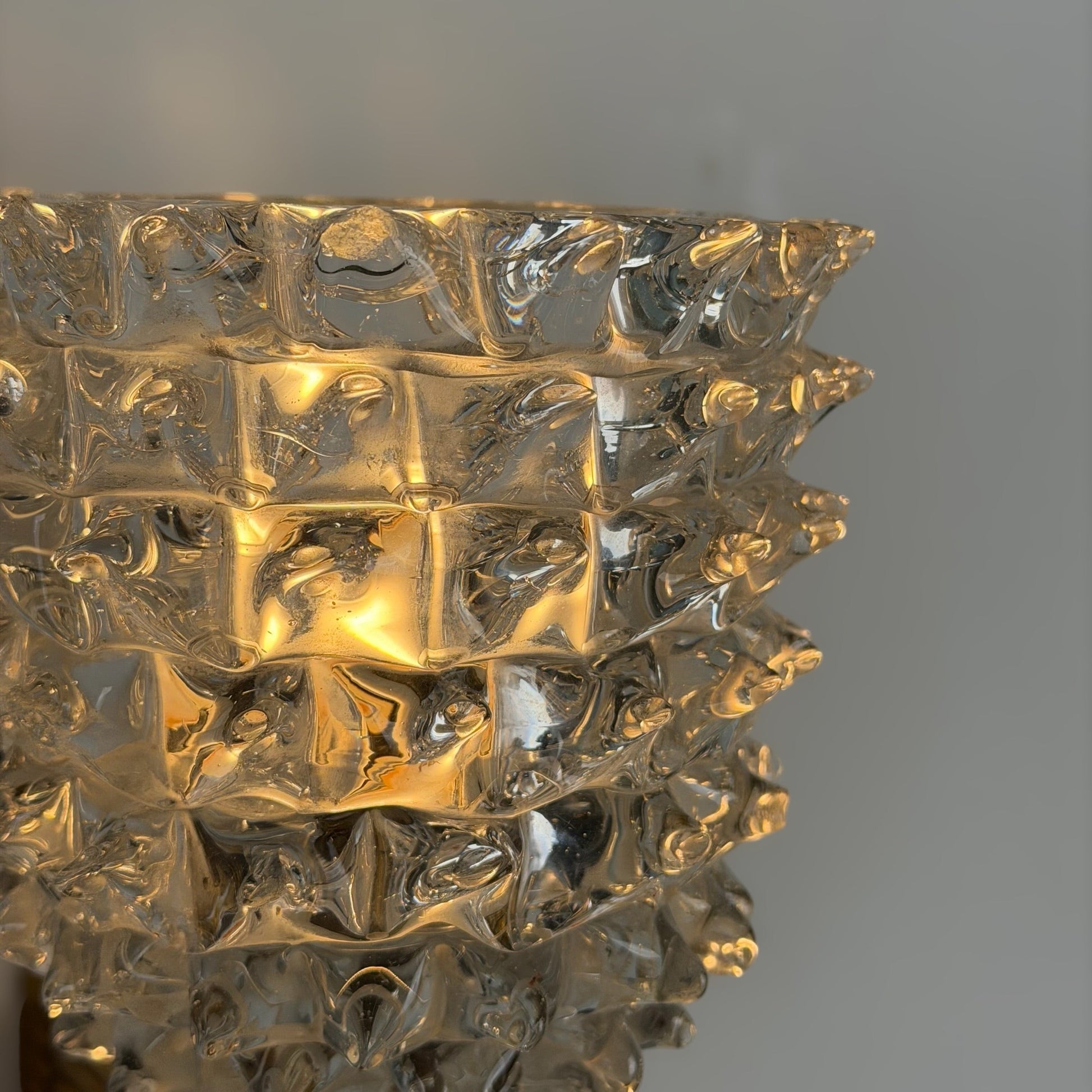 Pair of "Rostrato" Murano Glass Wall Sconces by Ercole Barovier for Barovier & Toso, 1940s Sconces
