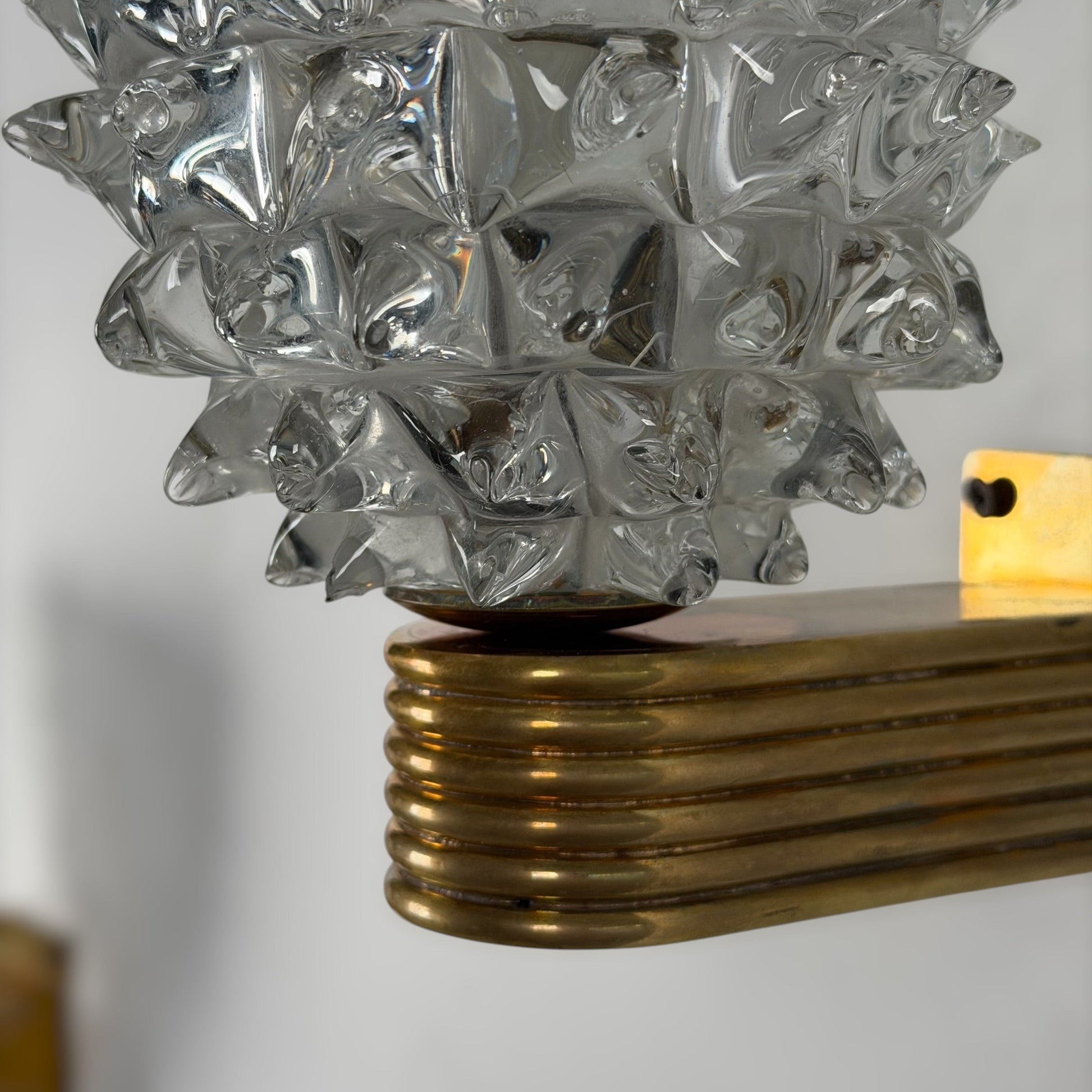 Pair of "Rostrato" Murano Glass Wall Sconces by Ercole Barovier for Barovier & Toso, 1940s Sconces