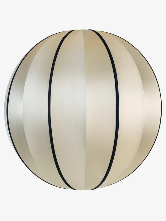 Round Extra Large Lampshade in Classic Silk with Black Ribbon Lamp Shades