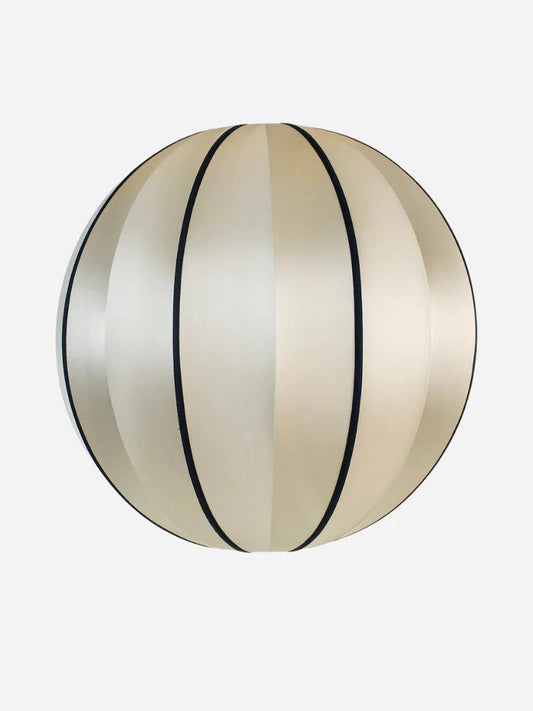 Round Large Lampshade in Classic Silk with Black Ribbon Lamp Shades