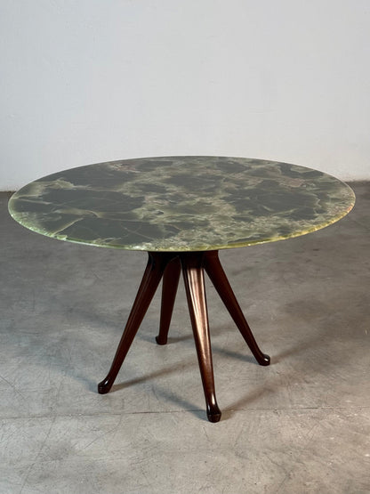 Round Onyx & Solid Walnut Dining Table by Osvaldo Borsani, 1950s Dining Tables