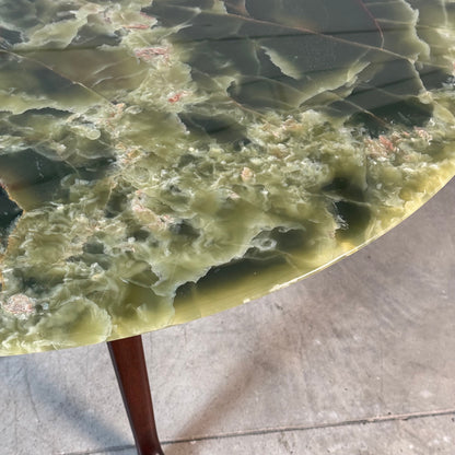 Round Onyx & Solid Walnut Dining Table by Osvaldo Borsani, 1950s Dining Tables