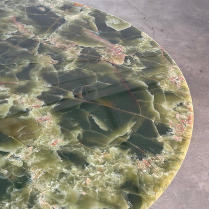 Round Onyx & Solid Walnut Dining Table by Osvaldo Borsani, 1950s Dining Tables