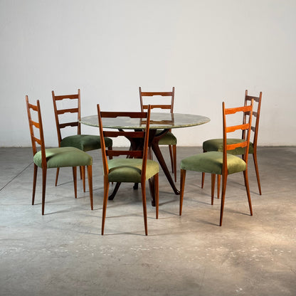 Round Onyx & Solid Walnut Dining Table by Osvaldo Borsani, 1950s Dining Tables