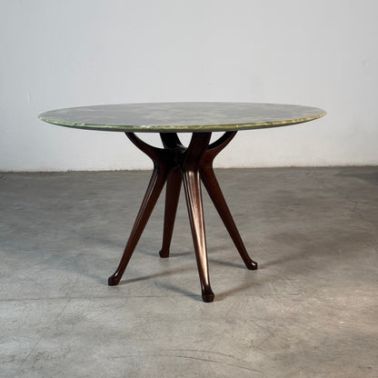 Round Onyx & Solid Walnut Dining Table by Osvaldo Borsani, 1950s Dining Tables
